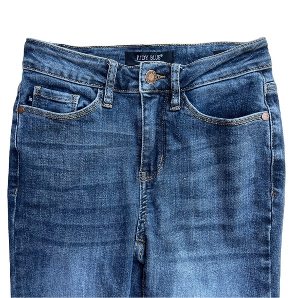 Judy Blue Eva Mid-Rise Fray Hem Skinny Size 0/24 - Picture 3 of 12